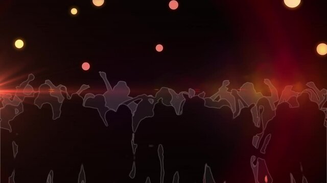 Animation of people silhouettes dancing with glowing spots of light