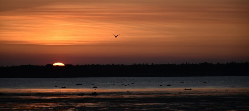 A sunset over the St. Lawrence River, Rimouski, Qu&eacute;bec, Canada