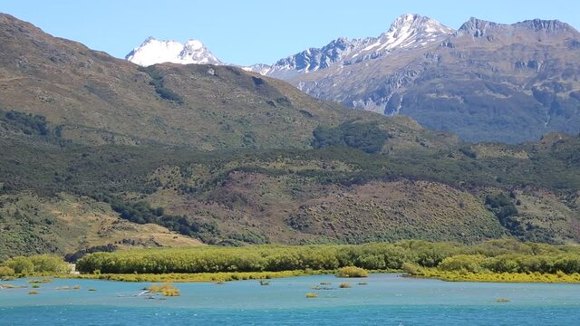 Southern Alps on Wanaka Lake - New Zealand