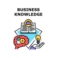 Business Knowledge Process Vector Icon Concept. Business Knowledge Process For Create Company Startup, Reading Book For Search Innovation Idea And Read Instruction Color Illustration