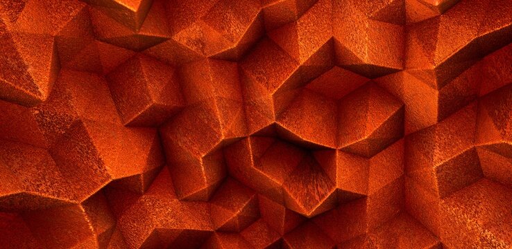 Cubistic background. Abstract rusty art wall. 3D rendering