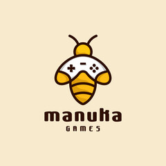Abstract Bee Honey and gamepad games for gaming team character funny logo design illustrations 