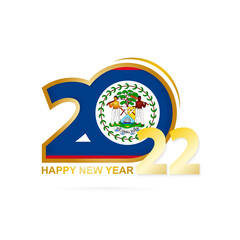 Year 2022 with Belize Flag pattern. Happy New Year Design.