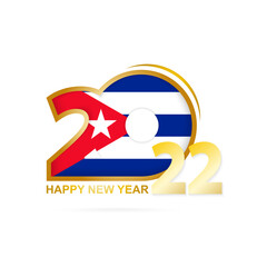 Year 2022 with Cuba Flag pattern. Happy New Year Design.
