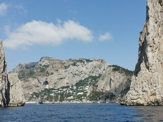 Fototapeta na wymiar Capri Cliffs and Caves Blue Water Coastline Amalfi coast Italy