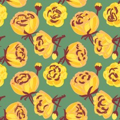 seamless pattern with flowers and leaves