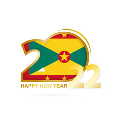 Year 2022 with Grenada Flag pattern. Happy New Year Design.