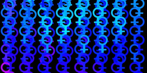 Light Pink, Blue vector pattern with feminism elements.