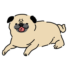 寝そべるパグのイラスト