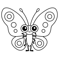 Coloring Insect for children coloring book. Funny butterfly in a cartoon style