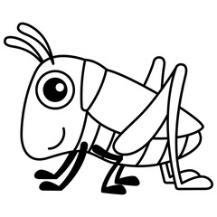 Coloring Insect for children coloring book. Funny grasshopper in a cartoon style