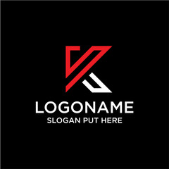 Letter KS symbol monogram initials logo design template. black background.