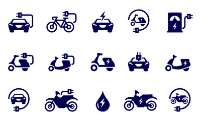  Electric car icon set vector design 