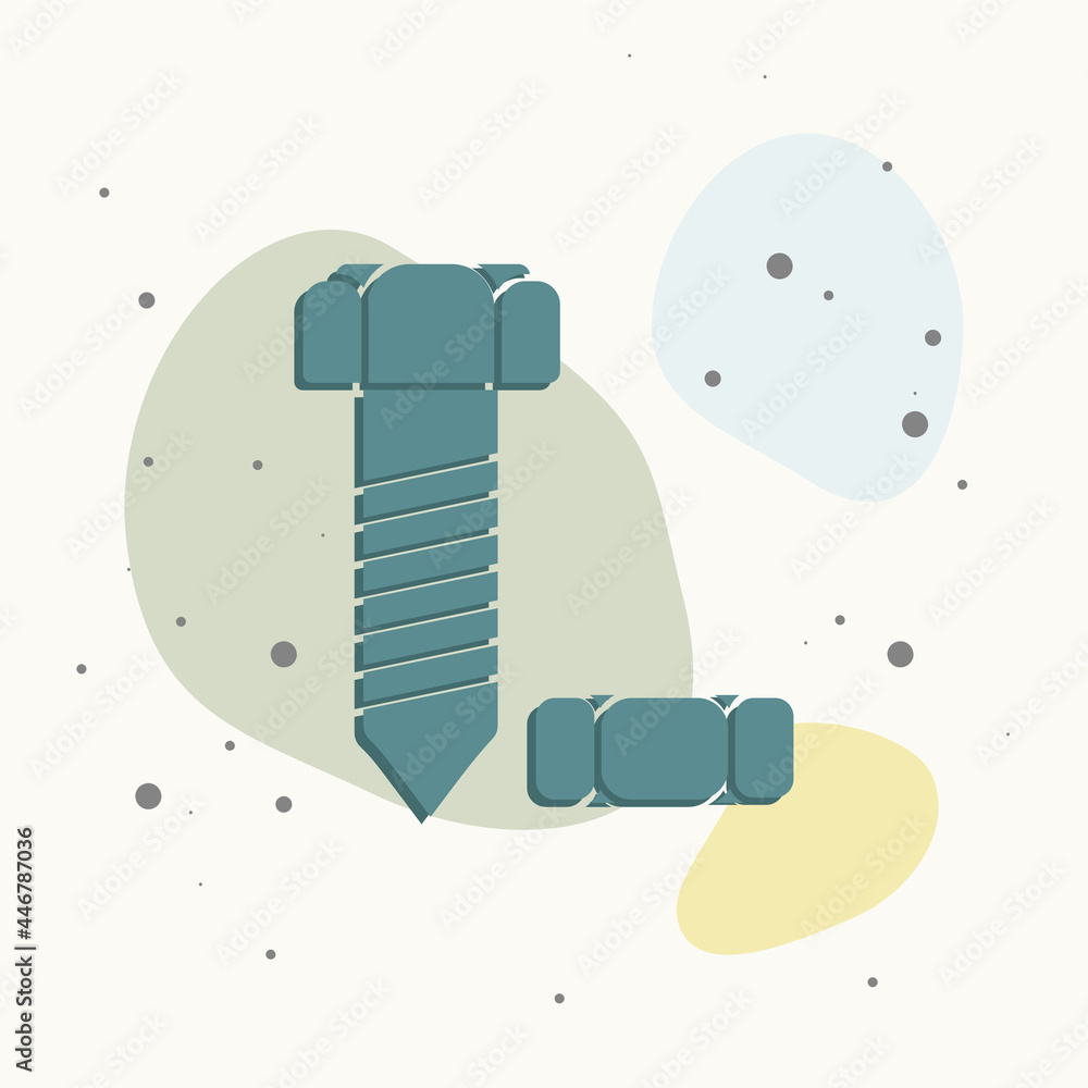 Poster vector image bolt and nut on multicolored background.