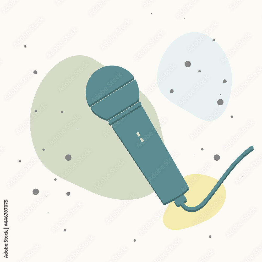 Poster vector image of microphone on multicolored background