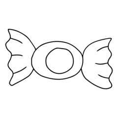 Cartoon doodle candy isolated on white background.  Sweet icon.