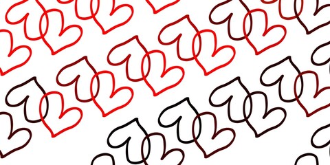 Light Red, Yellow vector texture with lovely hearts.