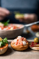 vegan appetizers and tomato salad