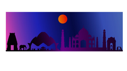 Naklejka premium Indian Cities Skyline Vector Illustration 