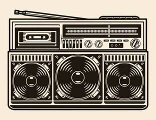 Old cassette recorder with radio