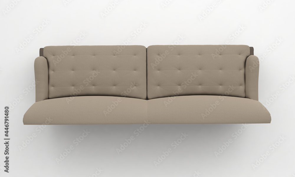 Poster 3d render of a gray textured sofa isolated on a white background