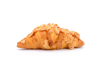 delicious fragrant fresh croissant isolated on white background french breakfast close-up objects