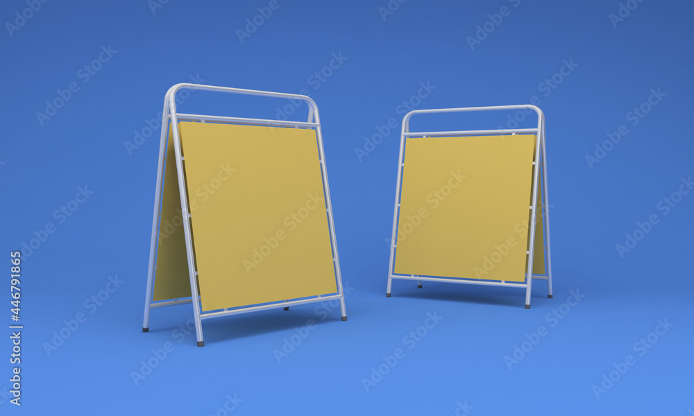 Poster 3D rendering of two advertising boards empty frames for your images or text