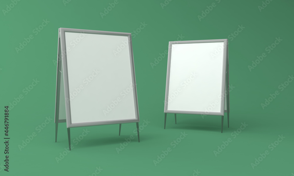 Poster 3d rendering of two advertising boards empty frames for your images or text