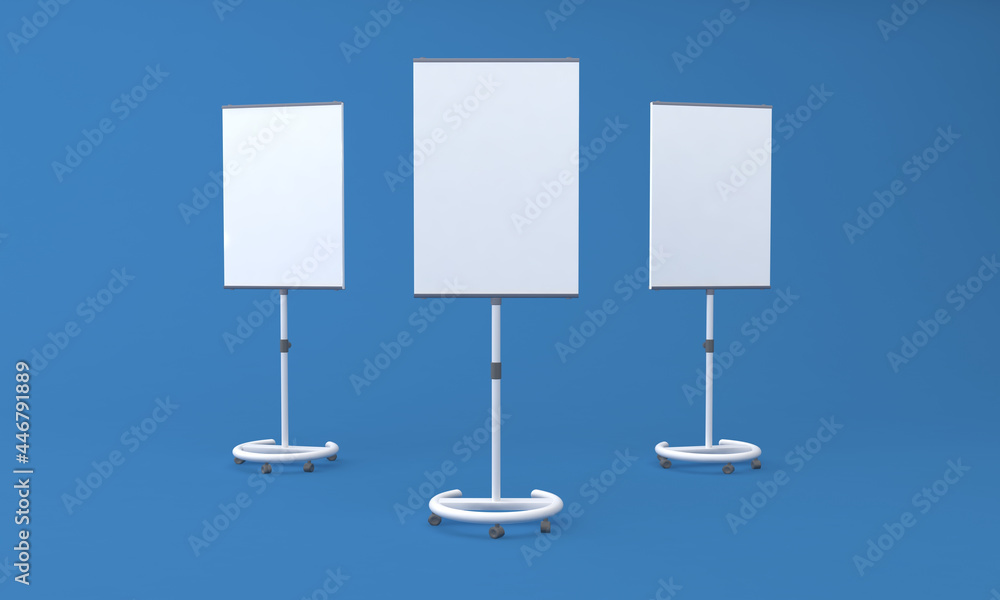 Poster 3d rendering of three advertising boards empty frames for your images or text