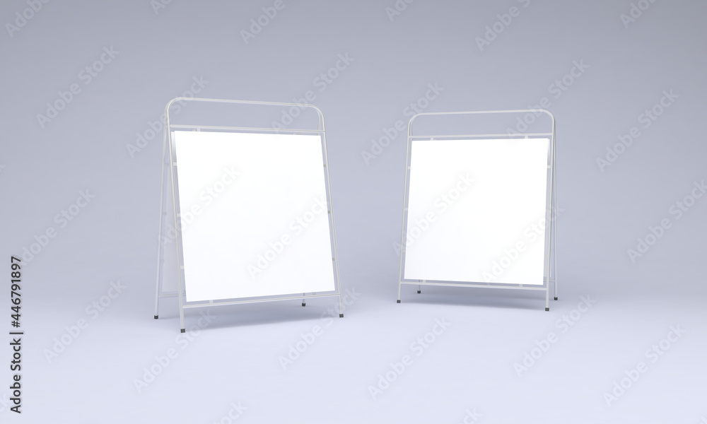 Poster 3d rendering of two advertising boards empty frames for your images or text
