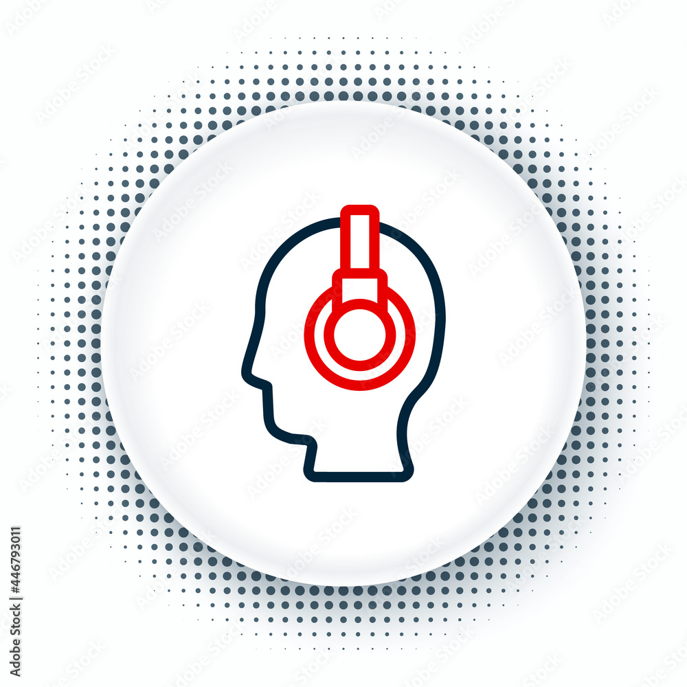 Poster line man with a headset icon isolated on white background. support operator in touch. concept for ca