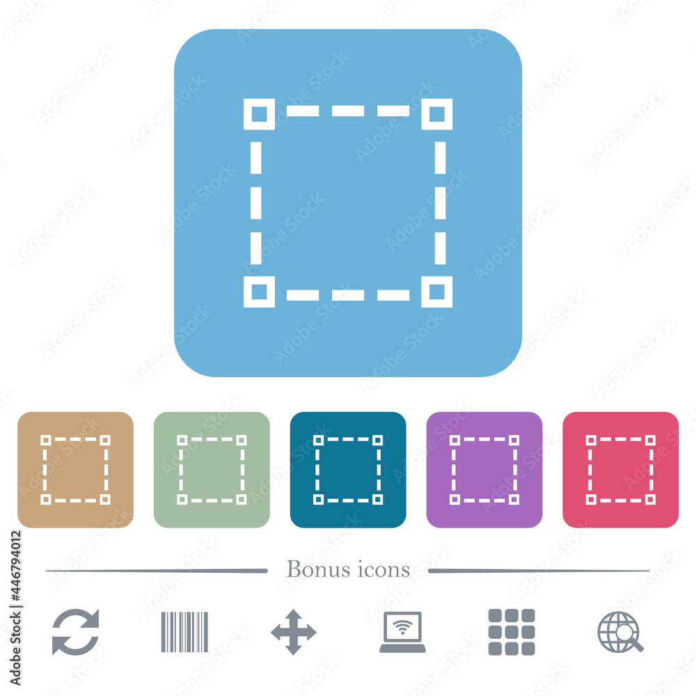 Poster selection tool outline flat icons on color rounded square backgrounds
