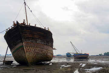 beached fishing vessel