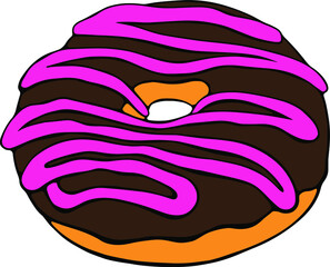 Vector image of donut. Fast food hand drawn. Colour illustration. Eps 10