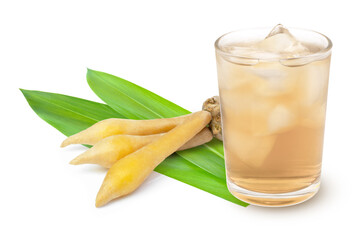 Glass of fingerroot ice tea and finger root