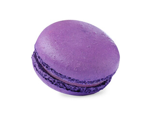 Purple macaron isolated on white. Delicious dessert