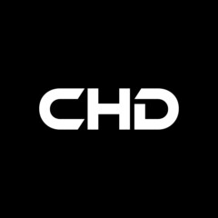 CHD letter logo design with black background in illustrator, vector logo modern alphabet font overlap style. calligraphy designs for logo, Poster, Invitation, etc.