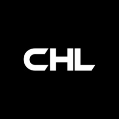 CHL letter logo design with black background in illustrator, vector logo modern alphabet font overlap style. calligraphy designs for logo, Poster, Invitation, etc.