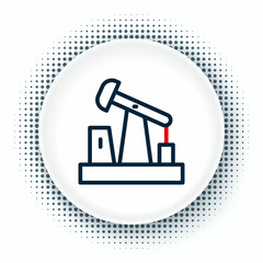 Line Oil pump or pump jack icon isolated on white background. Oil rig. Colorful outline concept. Vector