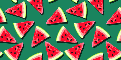 Watermalon slices. Vector seamless pattern