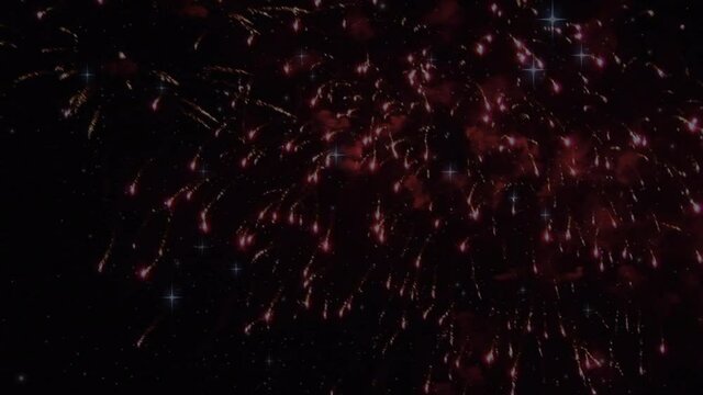 Animation of fireworks on black background