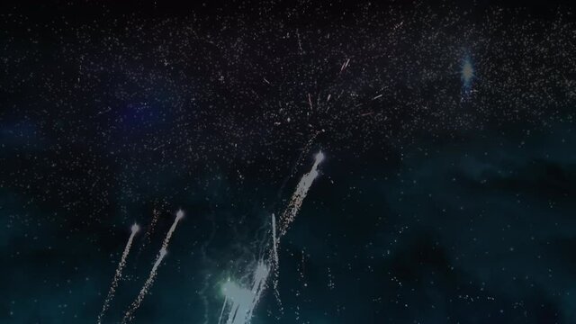 Animation of fireworks on black background