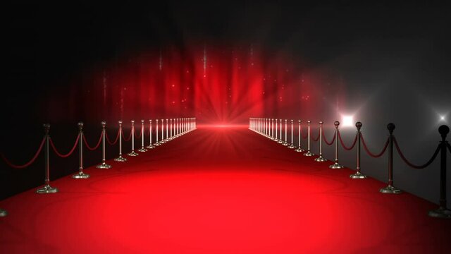 Animation of gold zigzag pattern over camera flashes and red carpet venue