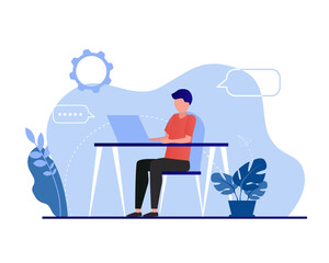 Business workflow or teamwork process concept flat vector illustration.Business people concept for strategy, planning, finance, market research, investment.