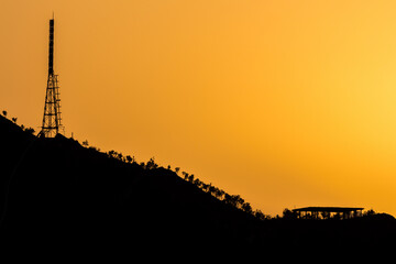 Sun above a mountain at the sunset