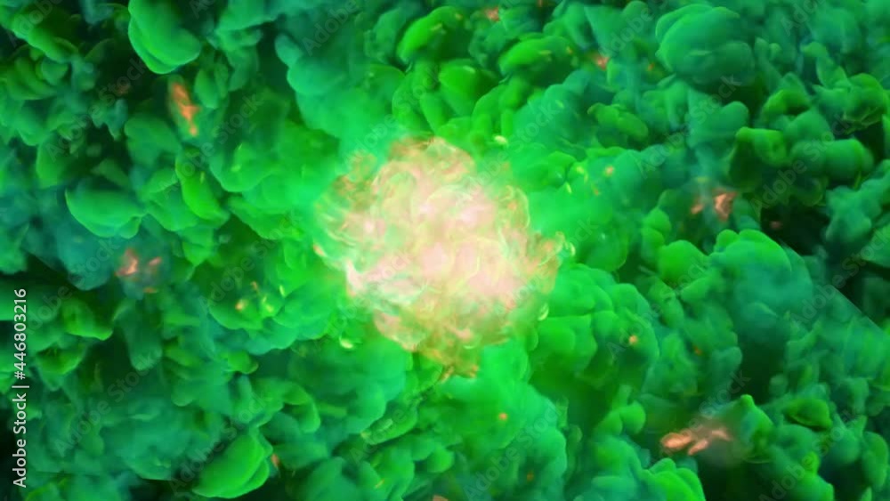 Poster dynamic color flame reactor. clouds of multi-colored smoke and fire are scattered at high speed in d