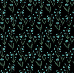 Vintage flowers seamless pattern, trendy print. Floral repeating texture, background. Vector illustration