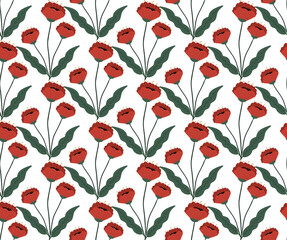 Vintage flowers seamless pattern, trendy print. Floral repeating texture, background. Vector illustration