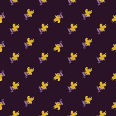 Geometric little flowers seamless pattern with hand drawn chrysanthemum flowers.