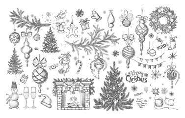 Christmas design element in doodle style. Hand drawn.	
